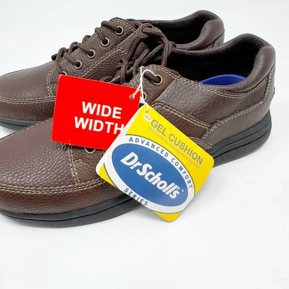 NWT Dr. Scholl's Men's Wide Width Gel Cushion Lace Up Brown Loafer Shoe 8.5